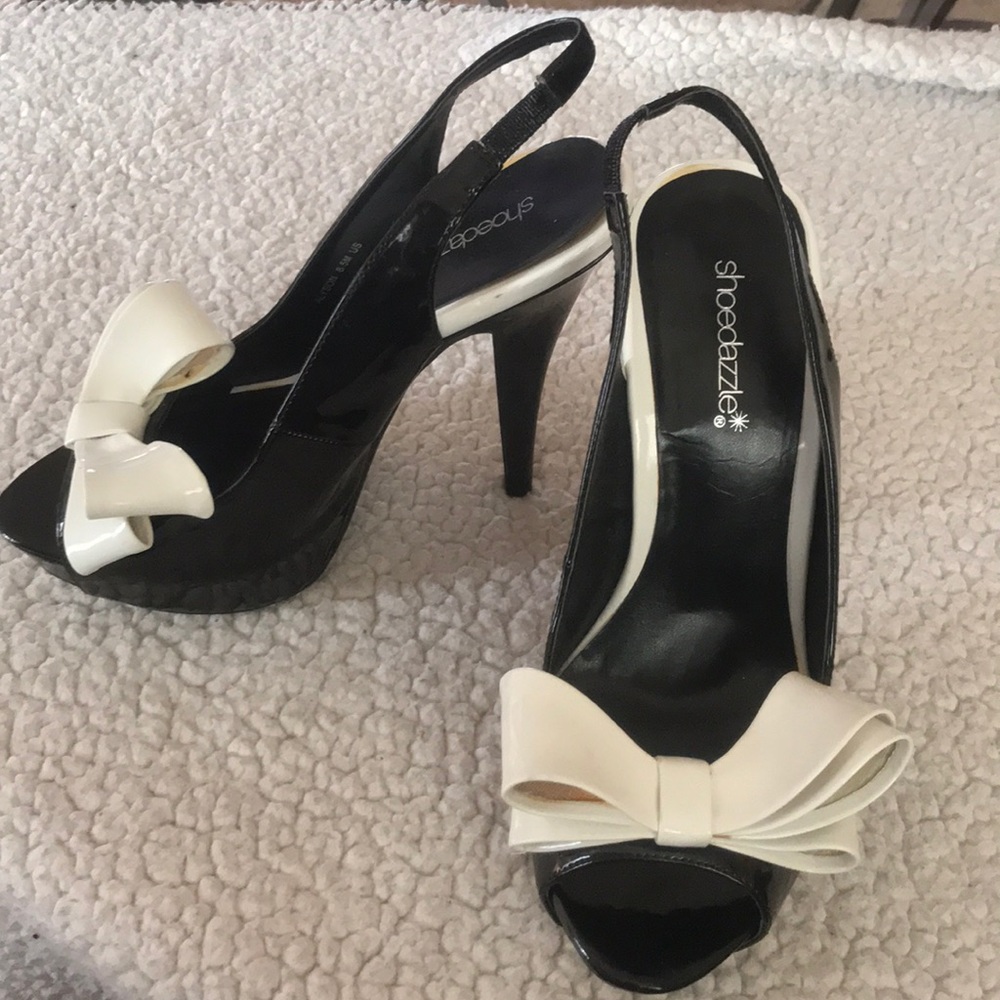 Patton leather heels with white bow